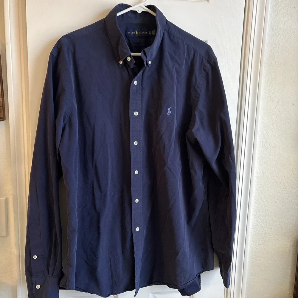 Polo Ralph Lauren Men's Long Sleeve Core Replen Slim Fit Navy‎ Size XL